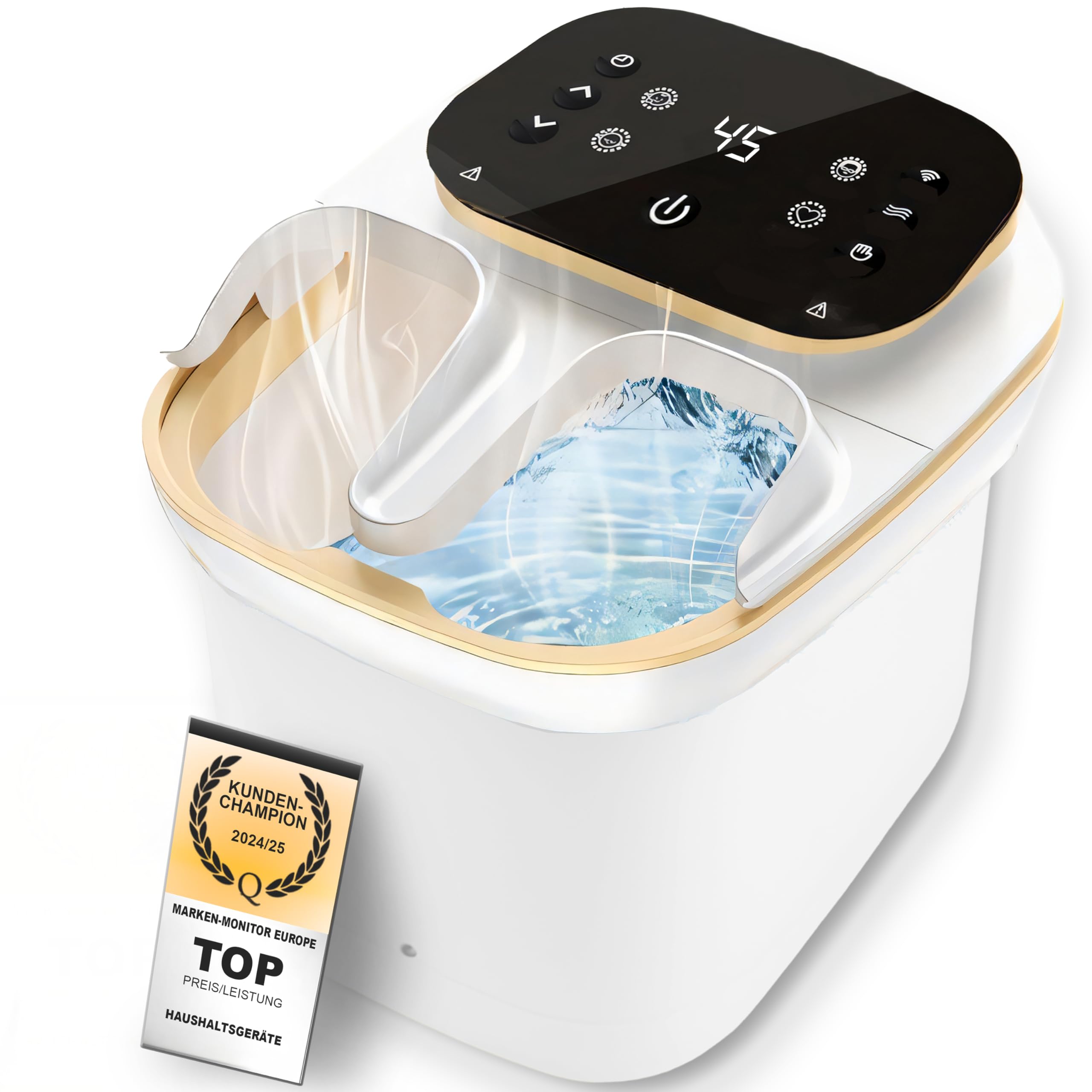 Retoo Fussbad mit Massagefunktion Fußsprudelbad Fußbadewanne Fußmassagegerät Heizfunktion Elektrisch Massagegerät Infrarot Fußmassage Wohltuendes Fußpflege LCD Bildschirmsteuerung 4 Programme