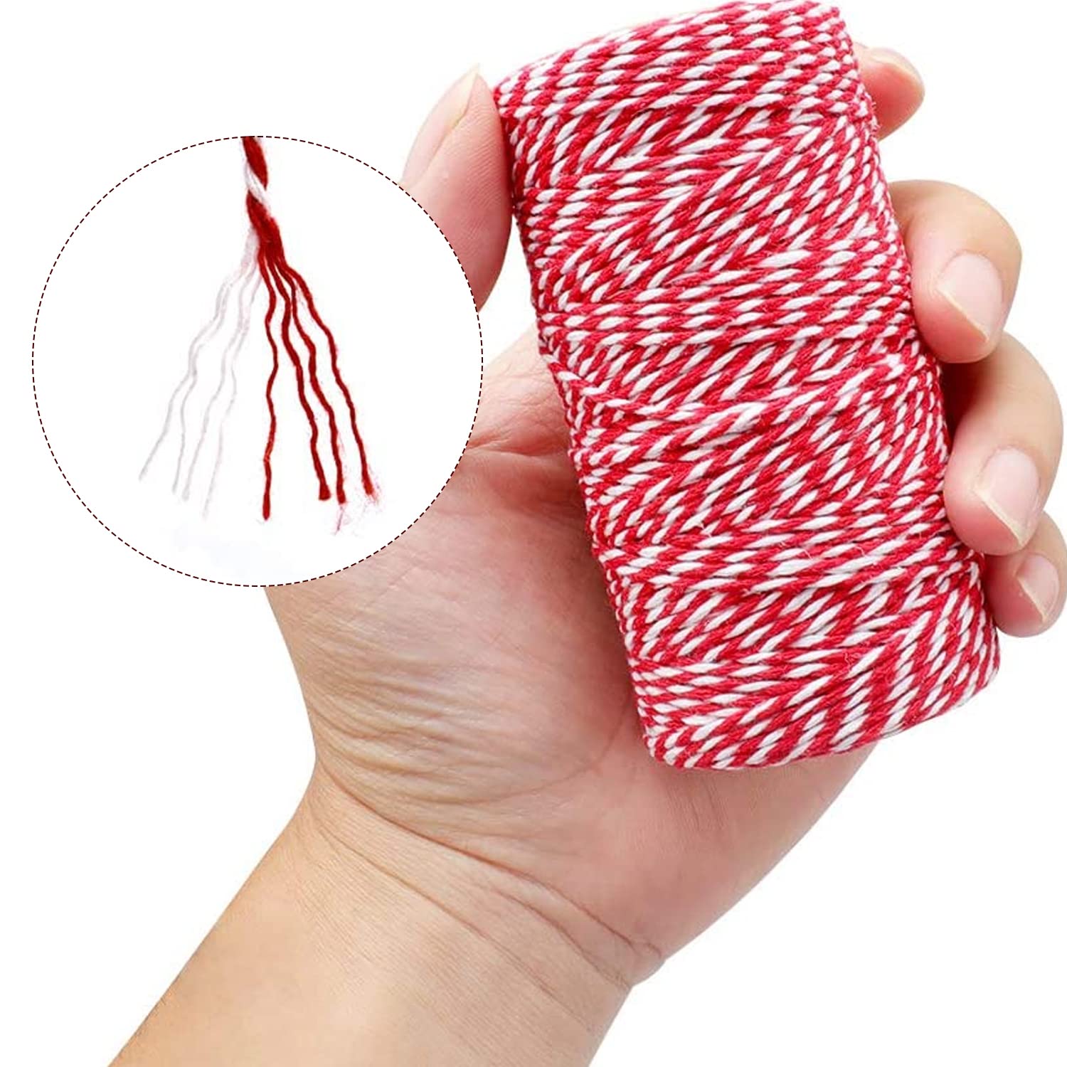 Eruicheng Natural Cotton Twine – 328 Feet, 2mm Thick, Red, For Crafts, Gardening, Gifts & Butcher Use