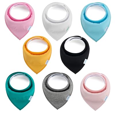 Baby Drool Bibs Bandana Teething Organic Cotton Adjustable Snap Triangle Bib Set Baby Boys Girls Shower GiftSolid Color 8pcs