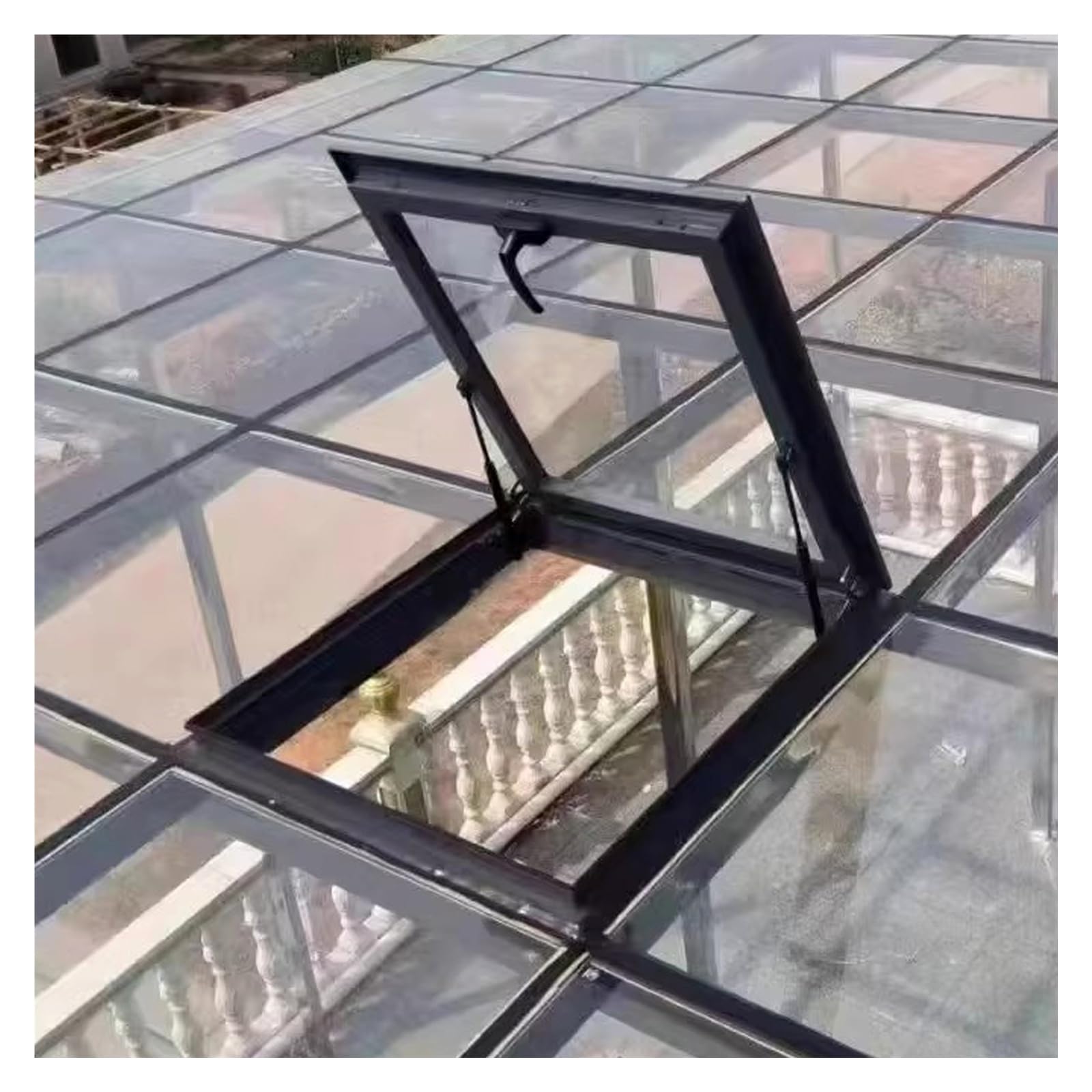 Claraboya de ventilación manual de vidrio templado doble para azoteas