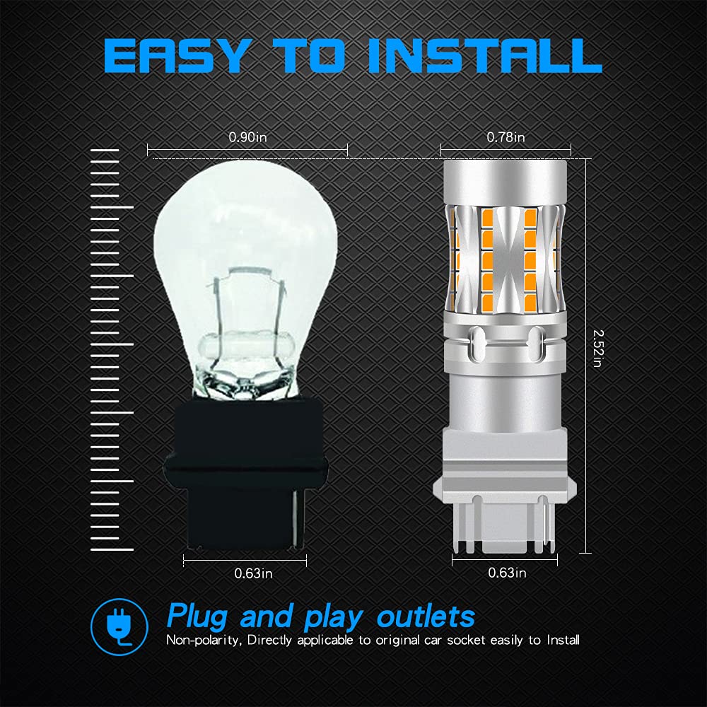 Lampadina LED 3156 P27W Giallo Ambra - Super Luminosa Per Auto, Canbus Ready - Foto 4