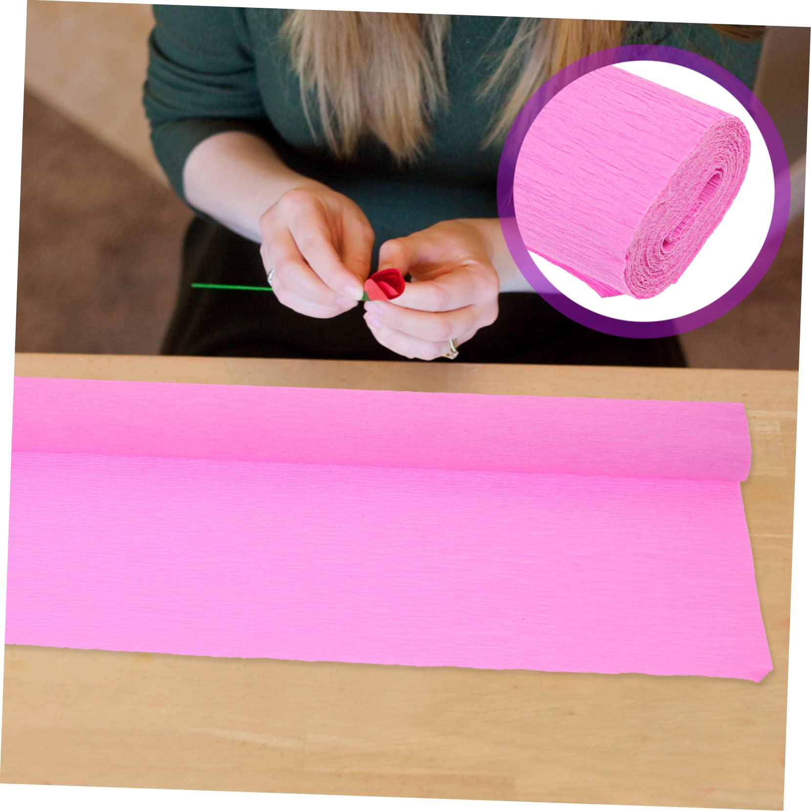 BELLIFFY Florist Tape Compatible Pink Wrapping Paper Rolls for Craft Paper Rolls for DIY Art Projects