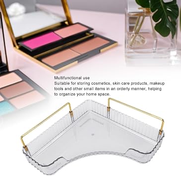 Corner Counter Storage Tray Corner Bathroom Countertop Organizer,Makeup Organizer,Large Capacity Multifunction Space Saving Corner Storage Tray for Cosmetics Skin Care Supplies(Transparent)