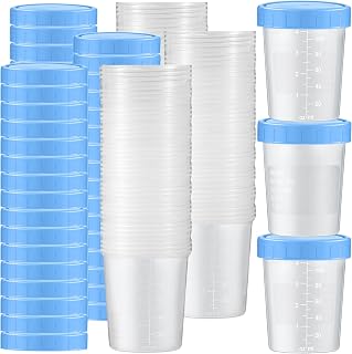 Geiserailie 100 Pcs Disposable Specimen Cup Urine Pee Cups for Testing 4oz Specimen Container with Leak Proof Screw on Lids for Safe Urinalysis Pee Stool Sample Collection Analysis