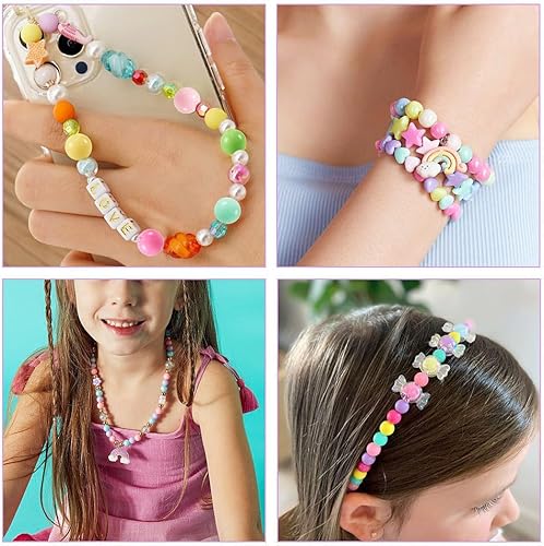 Miniatura 4 de FASHEWELRY 300 cuentas redondas acrílicas de color caramelo, cuentas de poni de 0.315 pulgadas (0.315 in), lindas cuentas de chicle a granel para