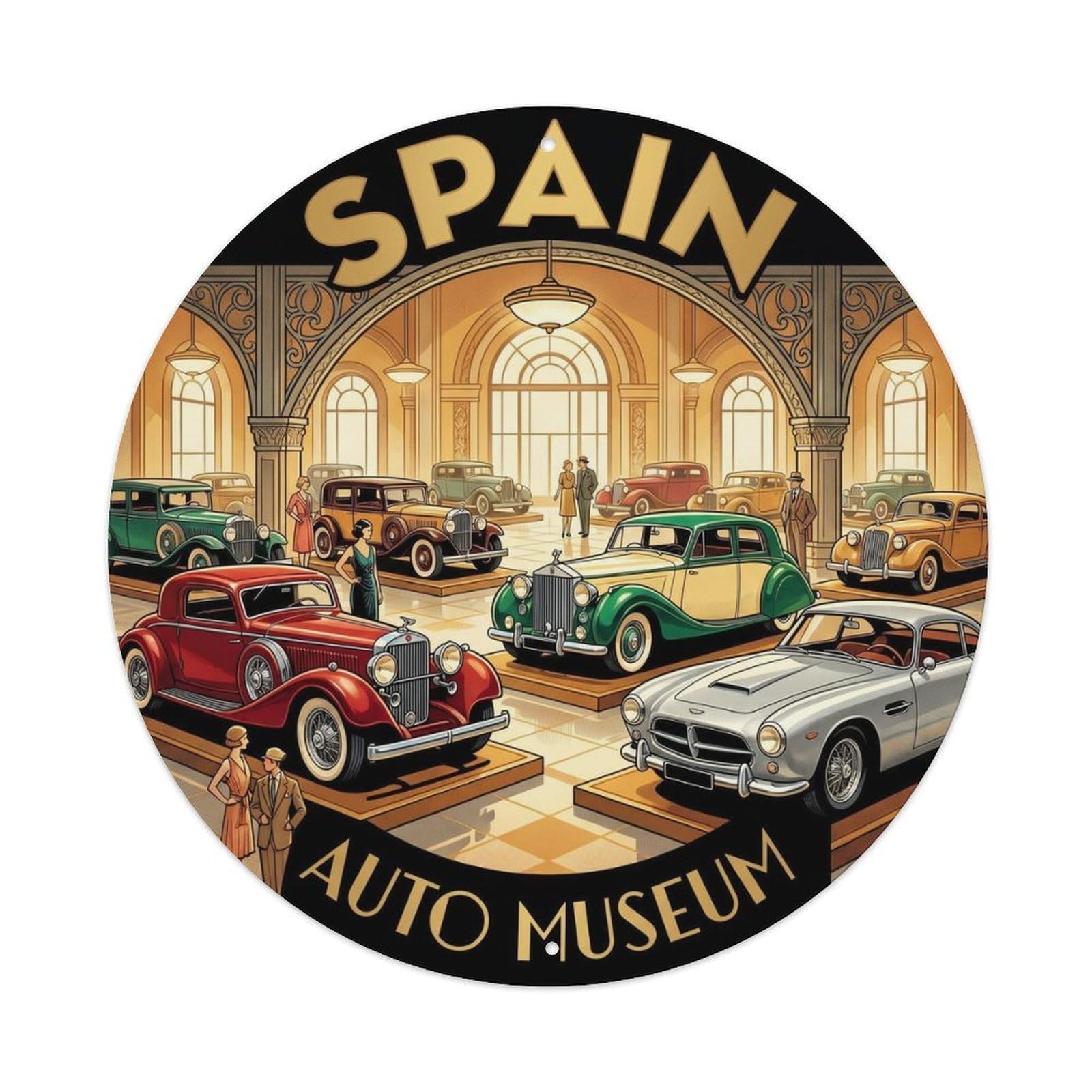 Malaga Automobile Museum Spain Historic Travel Metal Tin Sign