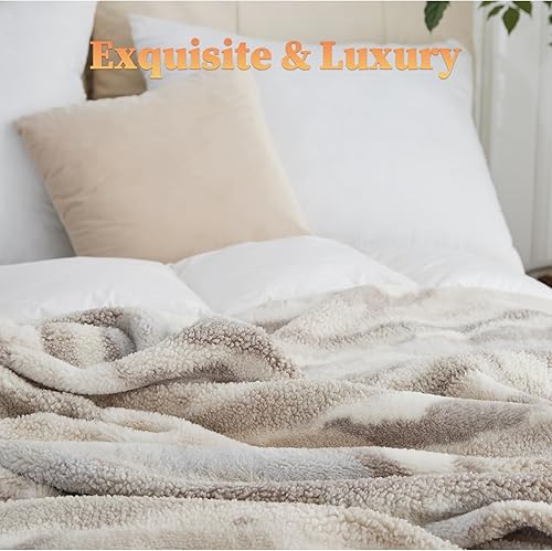 Miniatura 3 de Minky - Manta con peso para adultos, súper suave, esponjosa, a rayas, forro polar, de pelo sintético, para sofá, cama, noches frías