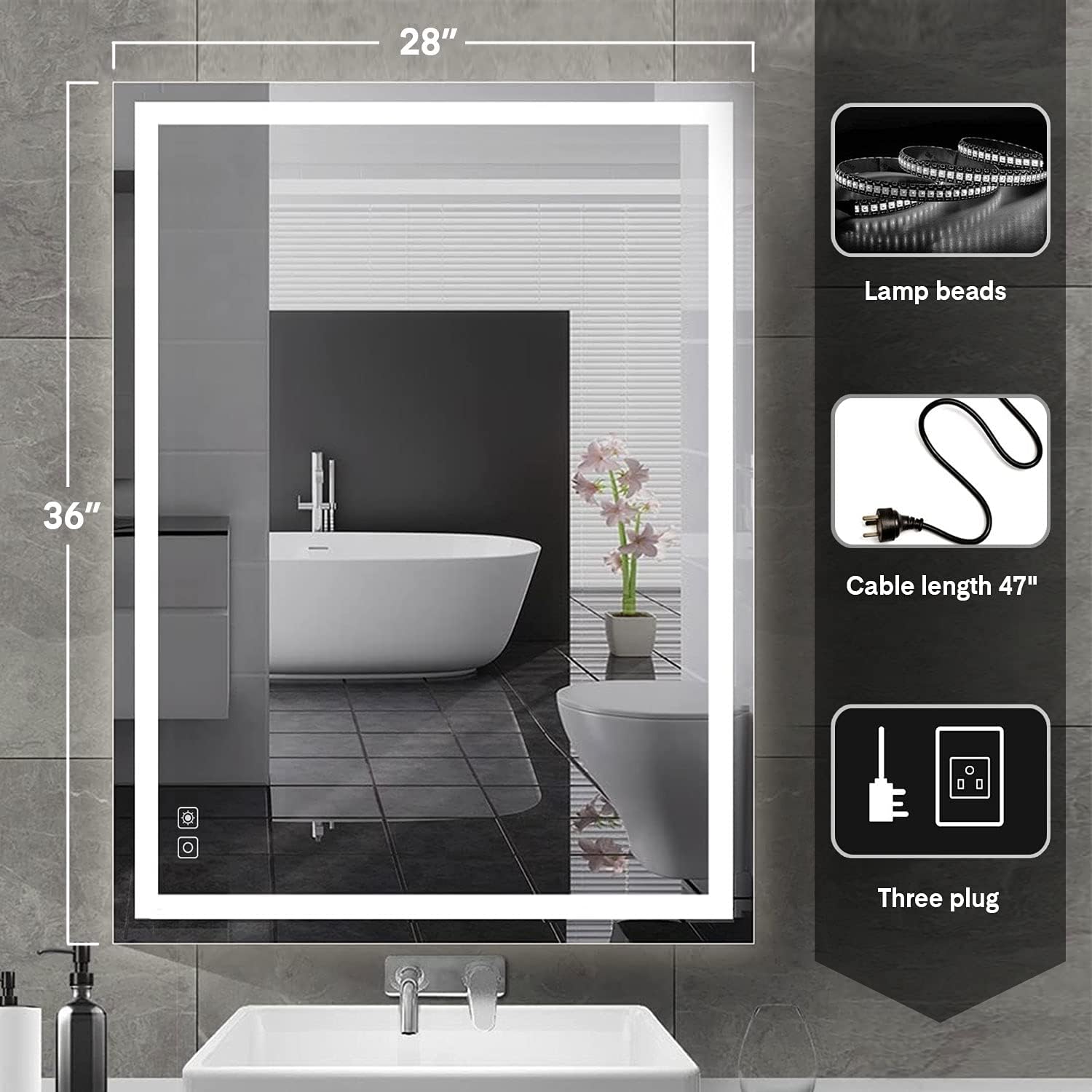 Get Discount Offer LED Bathroom Mirror with Lights, Backlit LED Mirror for Bathroom 36x28, Dimmable Lighted Mirror for Bathroom Wall, Anti-Fog Light up Mirrors for Bathroom Vanity Makeup (Horizontal/Vertical) 🛒 Crazy Deals LED Bathroom Mirror with Lights, Backlit LED Mirror for Bathroom 36x28, Dimmable Lighted Mirror for Bathroom Wall, Anti-Fog Light up Mirrors for Bathroom Vanity Makeup (Horizontal/Vertical)