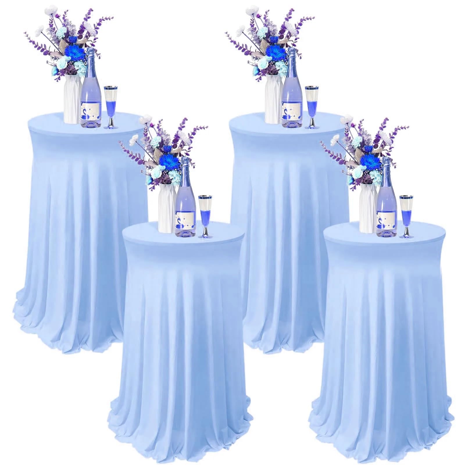 Xinglongs Spandex Cocktail Table Cover 1PCS White Stretch Table Skirt for Hotel Conference Bar Banquet Decor(1PCS sky blue,80x110CM)