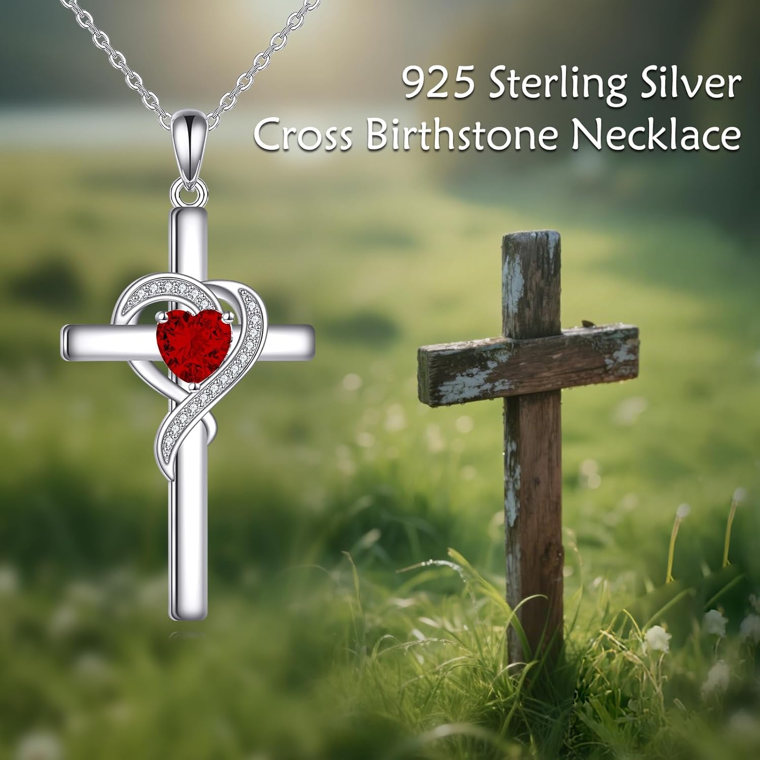 Cross Necklace for Women 925 Sterling Silver Infinity Love Heart Birthstone Pendant Necklace Cross Birthday Jewelry Gifts for Her - Image 5