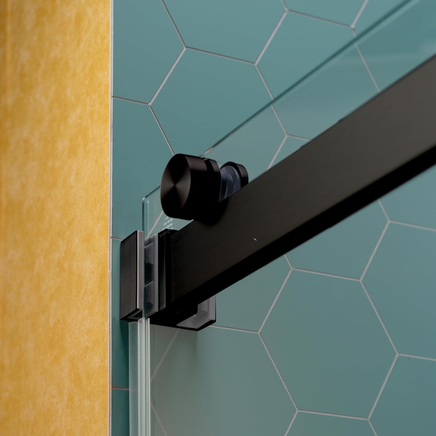 Woodbridge 56-60" W x 80" H Frameless Double Sliding Shower Door, with Tempered Glass & Explosion Proof Film in Matte Black Finish