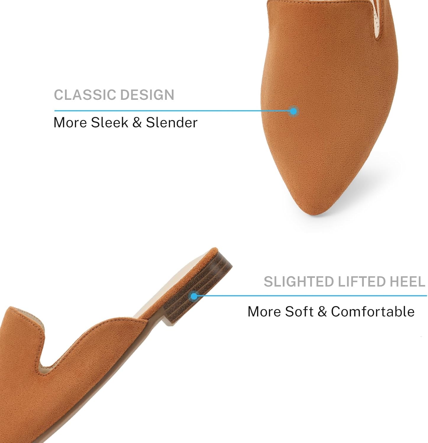 MUSSHOE Pointed Toe Mules for Women: Comfortable Slip On Flats with Soft Memory Foam - Non-Slip Lightweight Backless Loafers for Office Work & Business Casual - Image 5