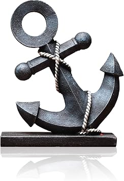 Lependor Home Decor Statue Creative Anchor Rudder Art Decoration Small Crafts Living Room TV Cabinet Office Decoration - Dark Blue Anchor