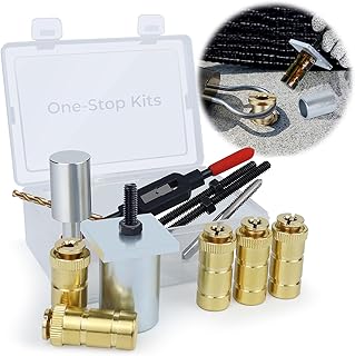 One-Stop Pool Anchor Removal Tool Kit with 5 PCS Brass Pool Cover Anchors for Lock Inground Pool Cover, Anchor Replacement Tool Kit, Removal and Reinstall Anchors Tool Kit with Storage Box