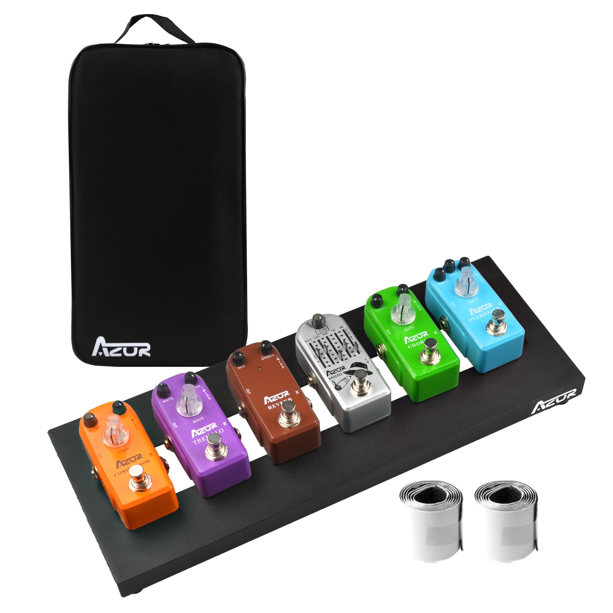 AZOR Mini Guitar Pedal Board | Aluminum Alloy, Super Lightweight (0.58lb) | Portable Effect Pedalboard with Carry Bag | Compact Size 14.5"x5.7"