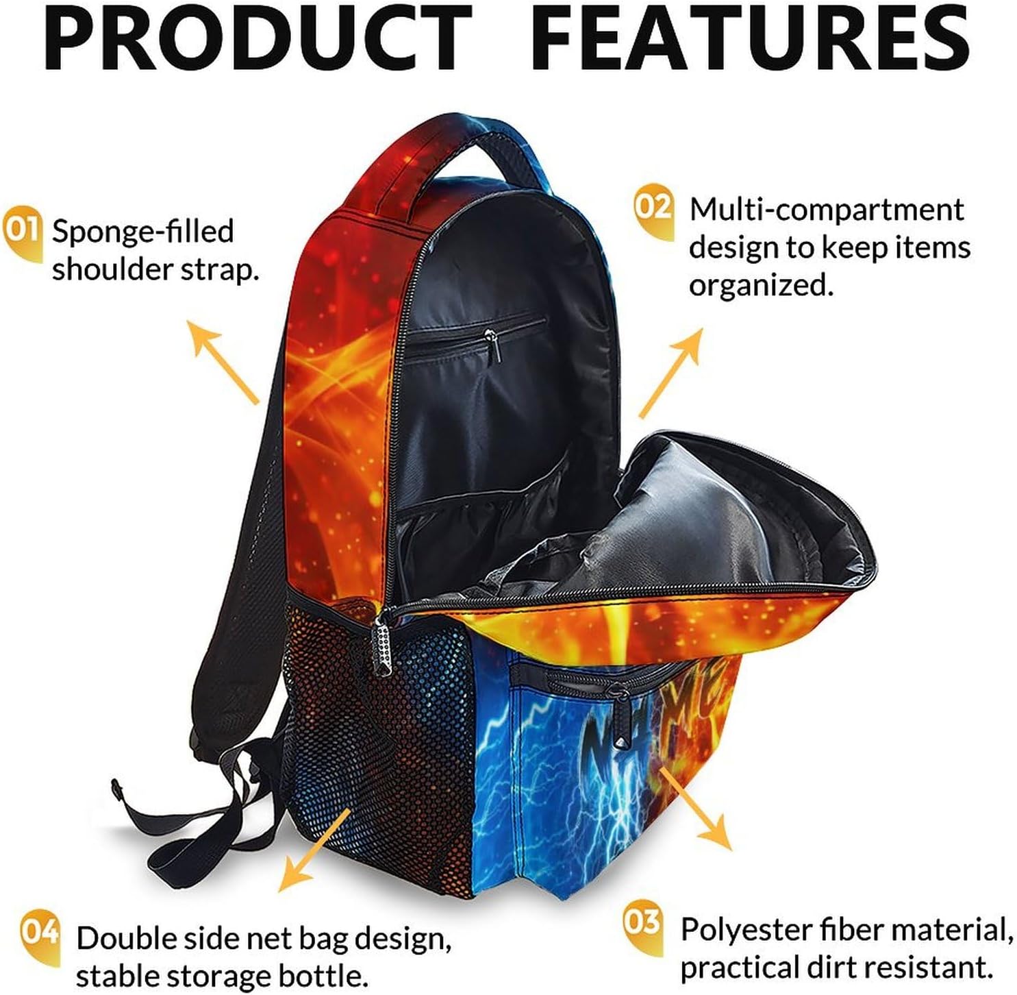 Gamer Backpack for Kids School Kindergarten Elementary Primary Middle College, Personalized Gaming Schoolbag for Boys, 17 Inch Custom Large Capacity Bookbag for Travel Work Hiking