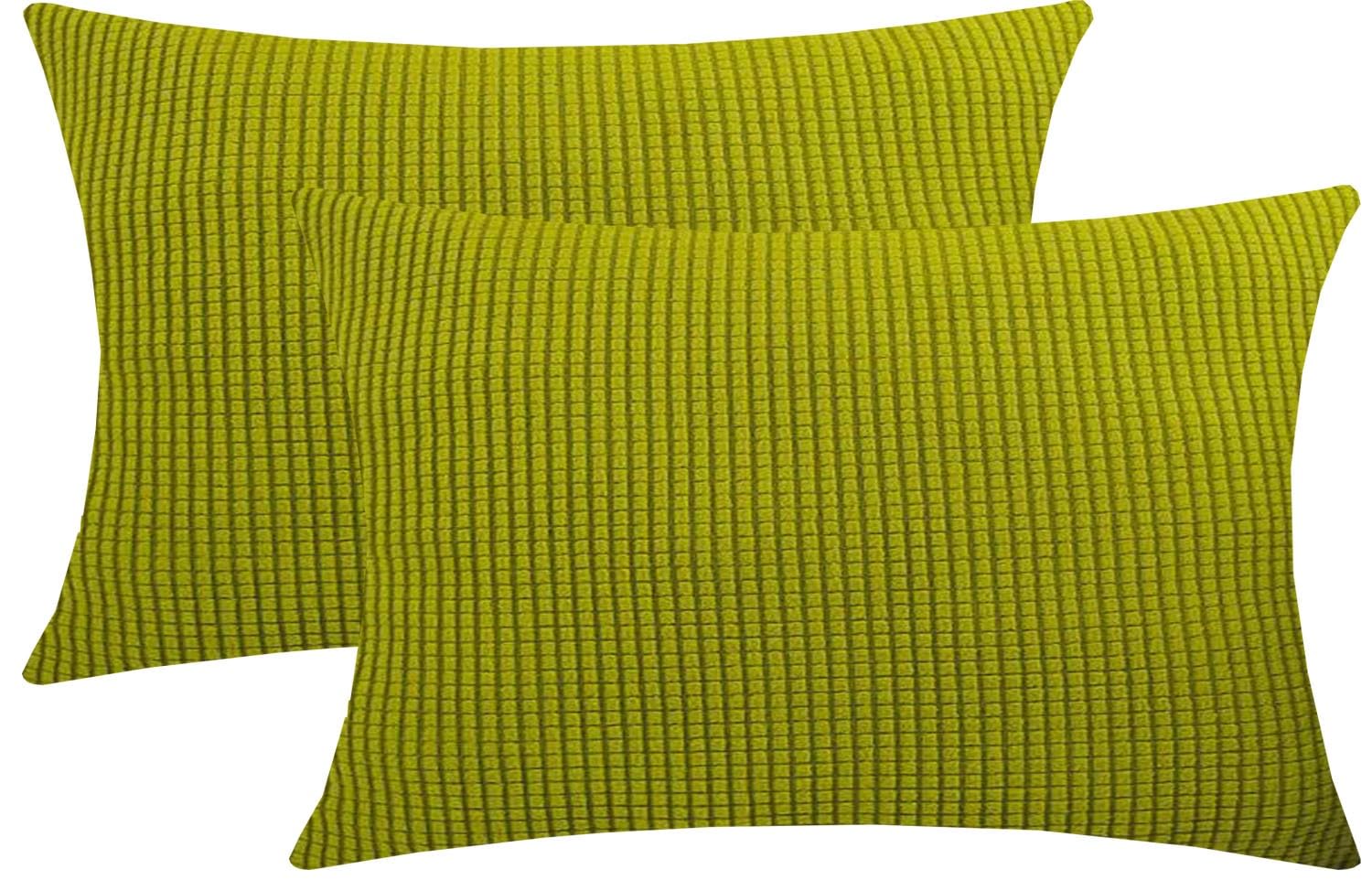 Cushion Covers Pack of 2 Large Decorative Square Throw Pillow Case Green/Brown/Grey/Blue for Sofa Living Room Couch,Rectangle Pillowcase Covers with Invisible Zipper(Fruit green,65x45cm(Set of 2 ))