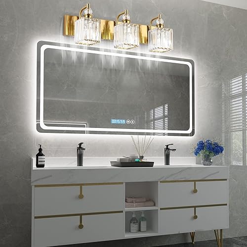 Miniatura 92 de Ralbay - Luces de baño de cristal negro 3 luces, accesorios de iluminación de tocador de baño de cristal, modernas luces de pared de baño de espejo