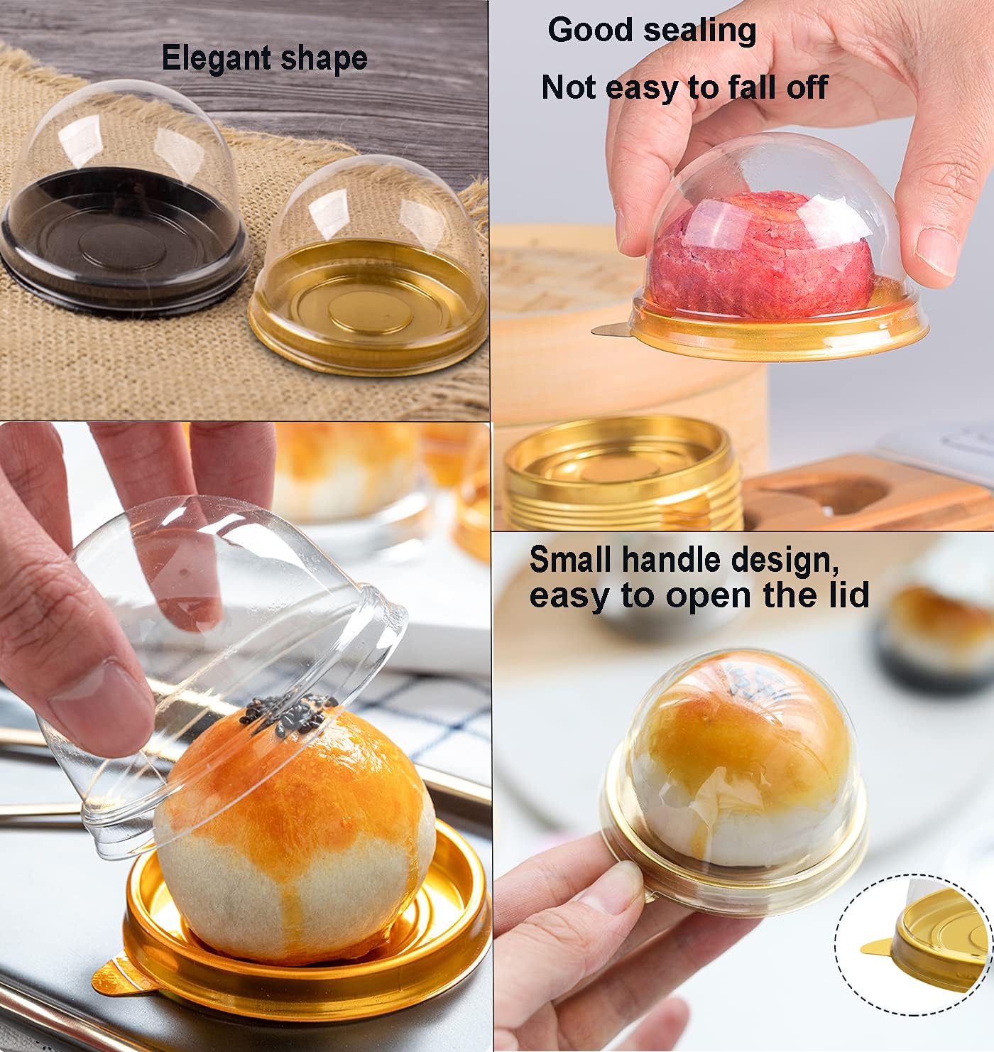 IBLUELOVER 50Pcs Mini Cake Box Clear Muffins Box Dome Cupcake Packing Boxes Single Individual Cupcake Container Mini Cookies Holder Fairy Cake Tray for Birthday Wedding Christmas Party,Cake Shop - Image 5