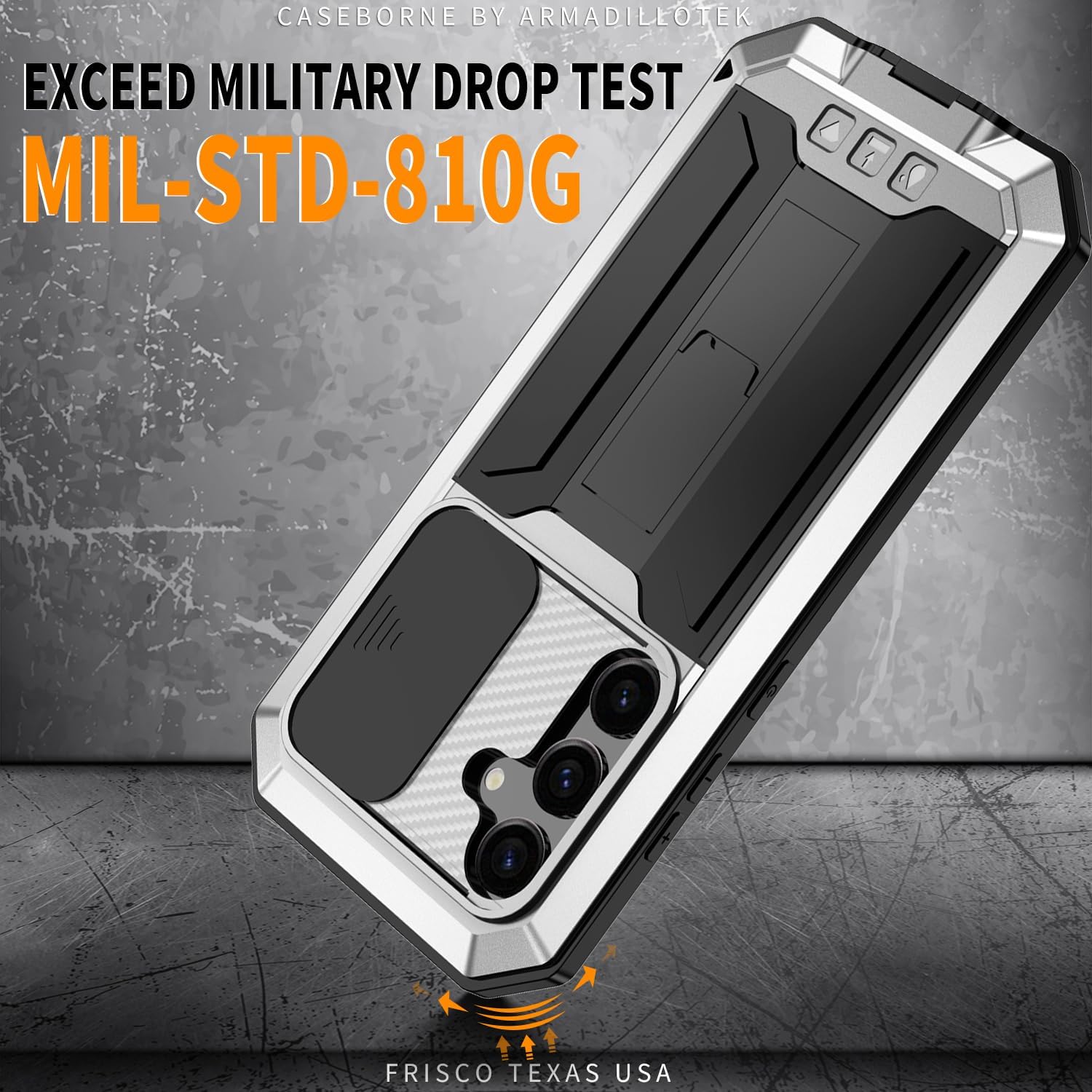 Compatible for Samsung Galaxy S25 Plus 5G Case,Outdoor Aluminum Metal Gorilla Glass Shockproof Military Heavy Duty Sturdy Protector Cover Hard Case (Silver)