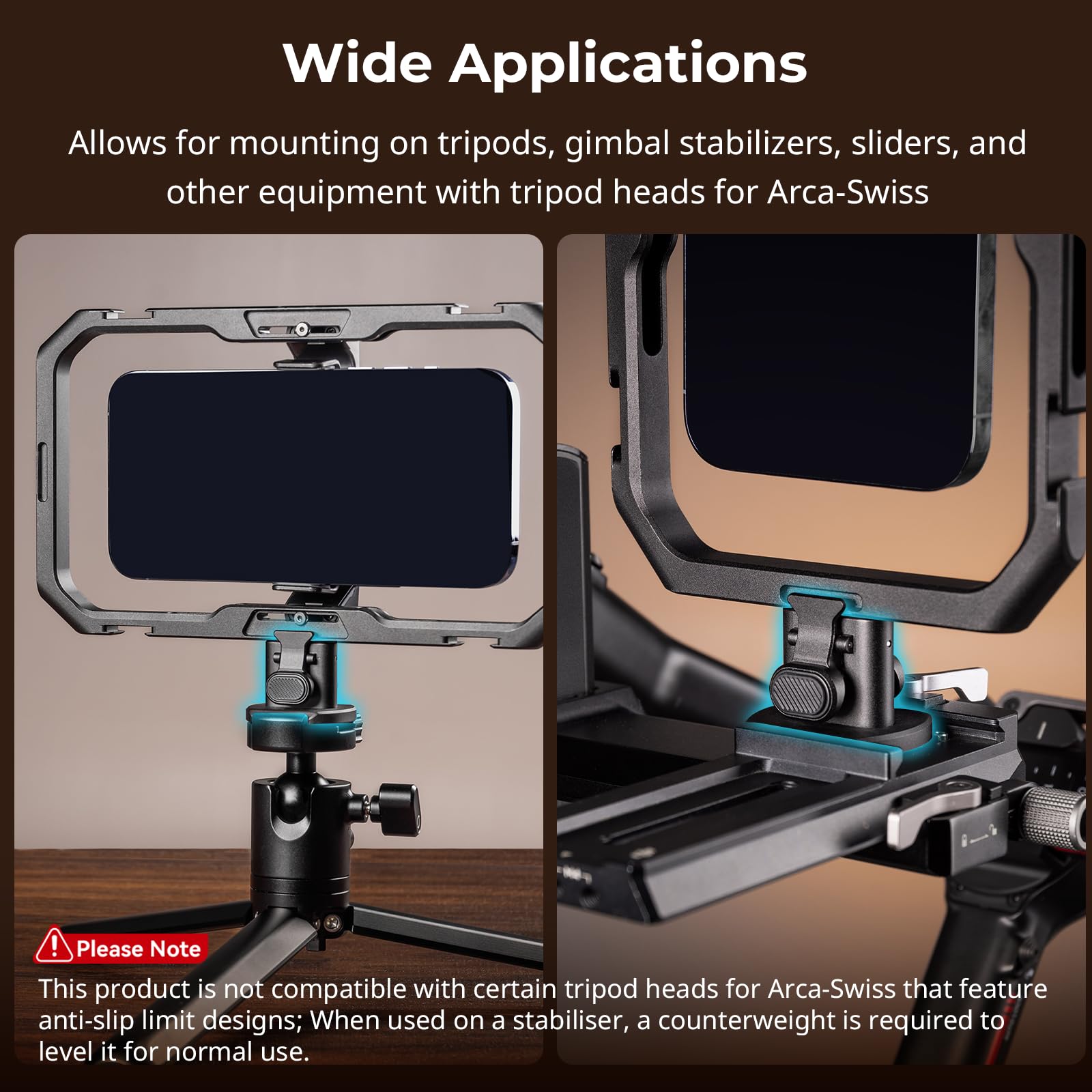 SMALLRIG H11 Adattatore a Sgancio Rapido per Gabbia Mobile a Sgancio Rapido SMALLRIG H11, per Treppiedi, Stabilizzatori, Cursori e Altre Attrezzature con Teste per Treppiede per Arca - 4609