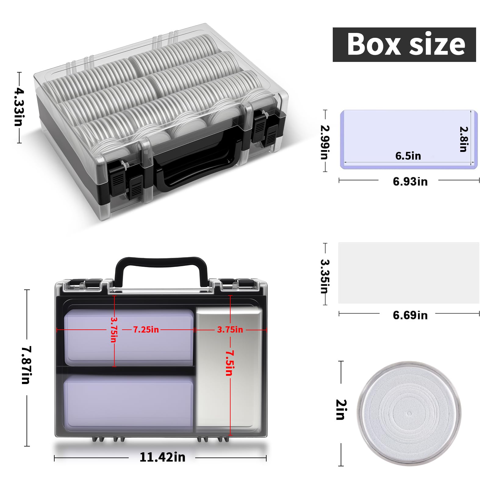 Coin Collector Case Holder with 141 pcs Capsules with Foam Gaskets & 220 Dollar Bill Sleeve - All-in-One Coin Collection Supplies Storage Organizer Box for Secure Coin and Paper Money Display- Black