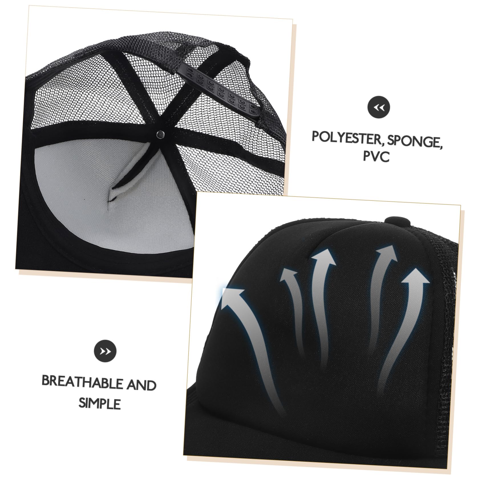 GALPADA 10 Cappelli per Sublimazione Vuoti, Berretto da Baseball in Poliestere Nero, Rete Traspirante, per Trasferimento Termico, 10 Pezzi