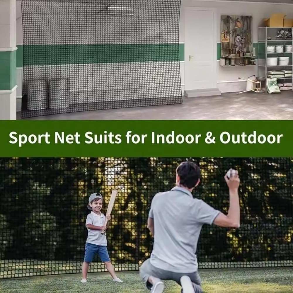 Golf Übungszaunnetz 3m x 6m,Schwarzes Polyethylen-Netz mit 2,54cm Maschen und verstärkten Kanten,Inklusive 12 Ballbänder und 4 Karabiner,Leichtes Aufbauen für Golfschwungübungen in Garage oder Garten