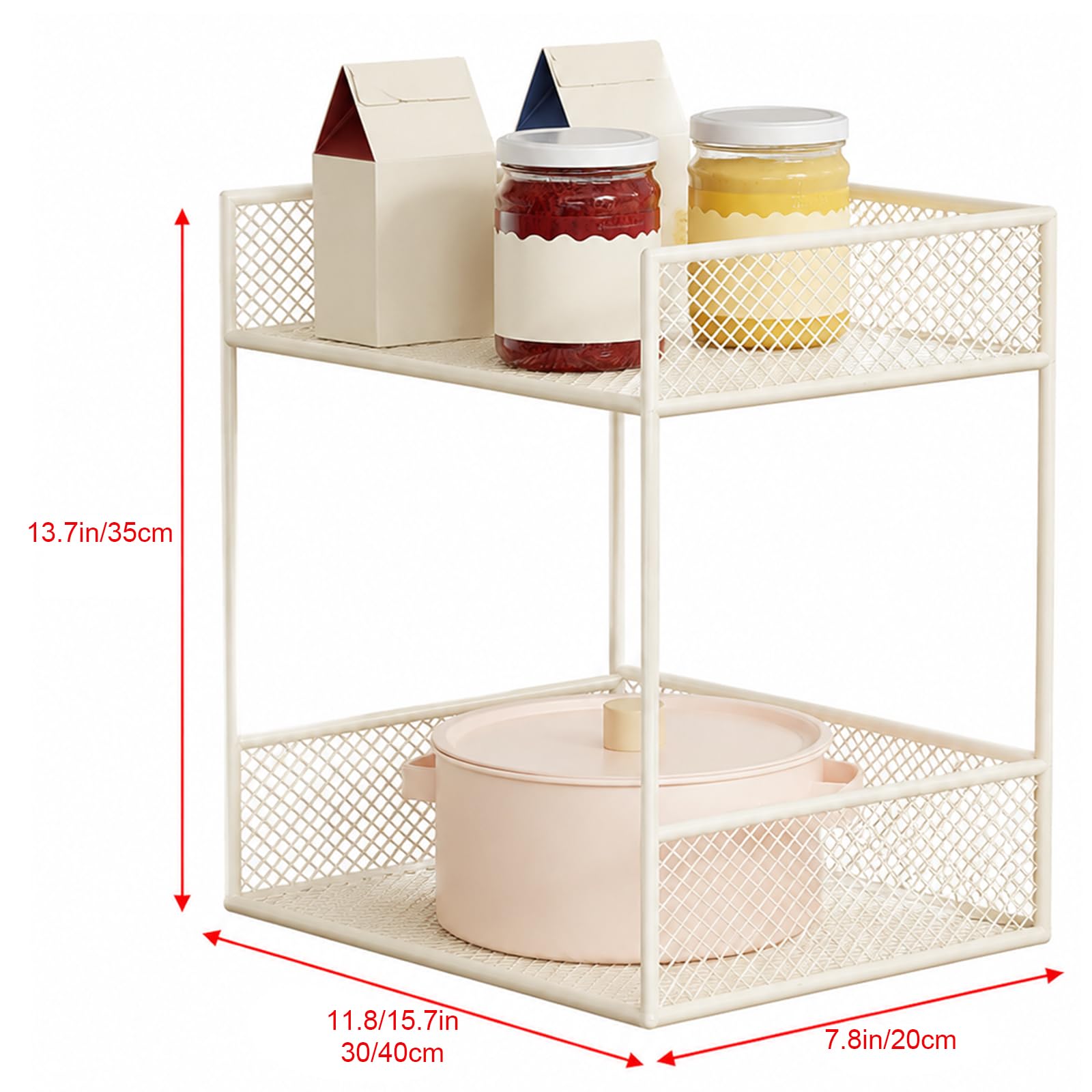 Organizador Bajo Fregadero Cocina, Estante con Cestas de Malla Elegante y Barandillas Elevadas, Almacenamiento Compacto para Cocina, Baño, Sala de Estar y Despensa black 7.8x15.7x13.7in/20x40x35cm
