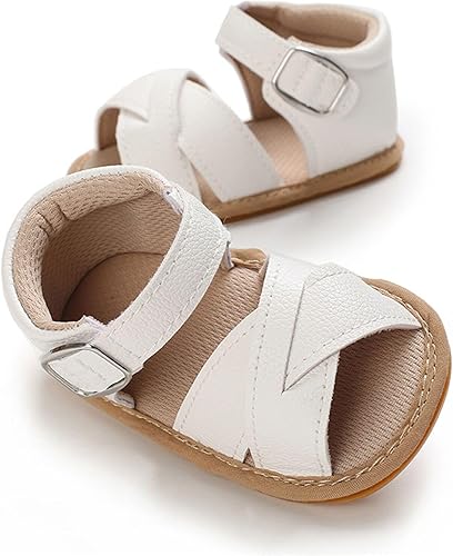 Miniatura 5 de SOFMUO Sandalias brillantes con lazo para bebés, niñas y niños, suela de goma antideslizante y suave de primera calidad, zapatos de verano para