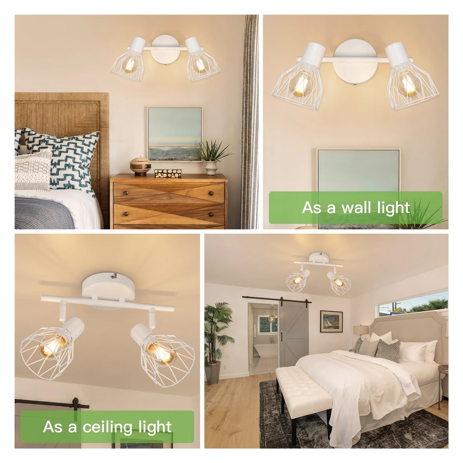Lampa Sufitowa Regulowana Oprawa Oświetlenia Kuchennego Listwa Świetlna Punktowa E14 Klatka Druciana Elastyczny Montaż(White)