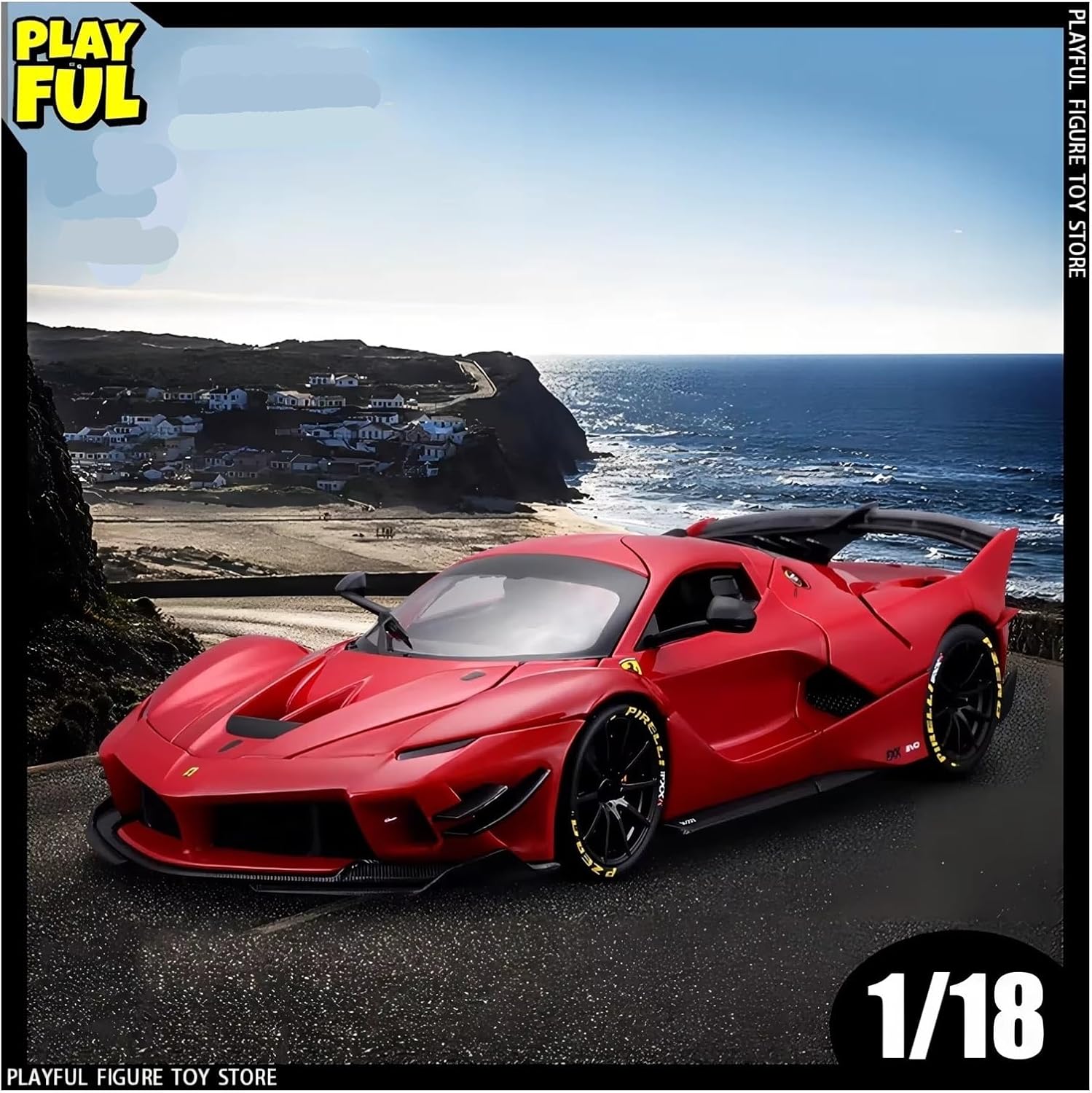 1:18 for Fxx K Evo Sports Car Diecast Model Alloy Vehicle Collection Ornaments Toys Gift(Blue,No Box)