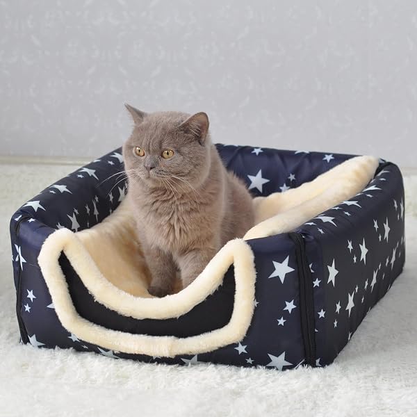 ペットベッド ドーム型 ペットハウス 2way 犬猫用 室内用 オールシーズン ふわふわ クッション付き 犬小屋 屋根付き 猫 テント おしゃれ 洗える 折りたたみ可 寝床 冷暖房 ホットカーペット対応 ペット用品 小型犬 ベッド m - 2