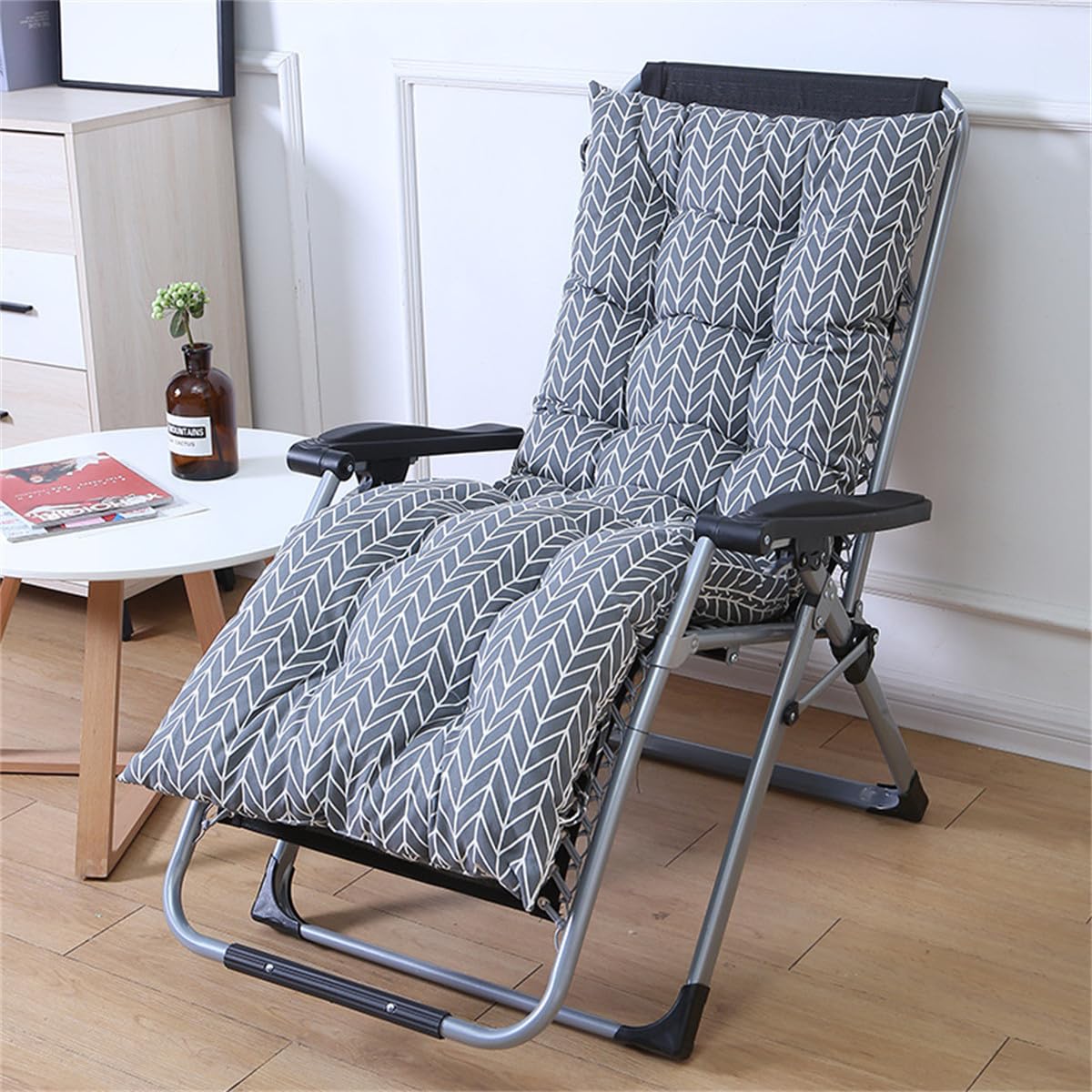 Highdi Sun Lounger Cushions, Modern Thickened Recliner Chair Cushion Garden Sunloungers with Non-Slip Straps for Outdoor Indoor Garden Patio Sunbed Beach Chair (Network,55x120cm)