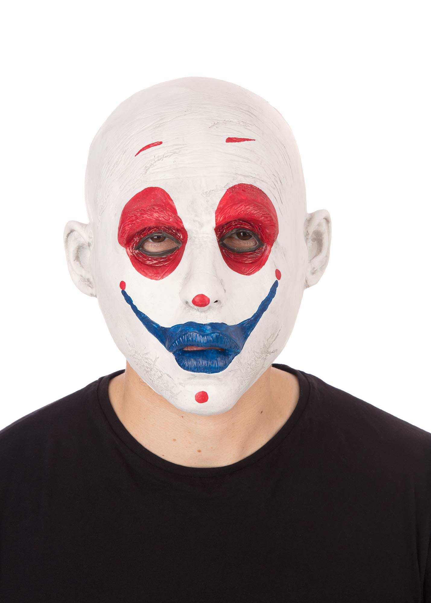 Bristol Novelty BM587 Realistic Clown Mask, Men, Women, White, Blue,Red Halloween
