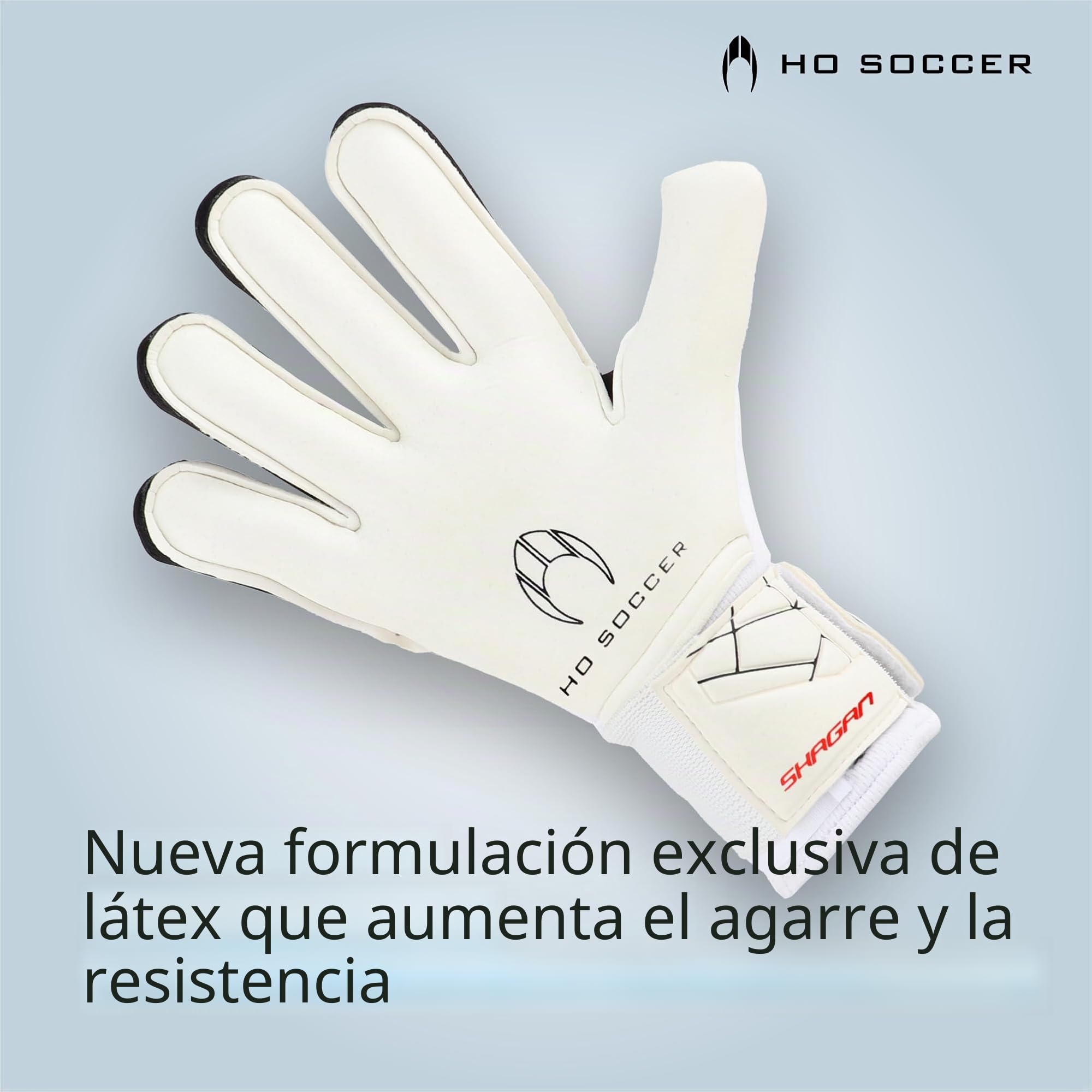 HO Soccer SHAGAN Flat Protek Kid Pro - con protección para los Dedos - Guantes de Portero, Unisex Niño, Blanco/Rojo.
