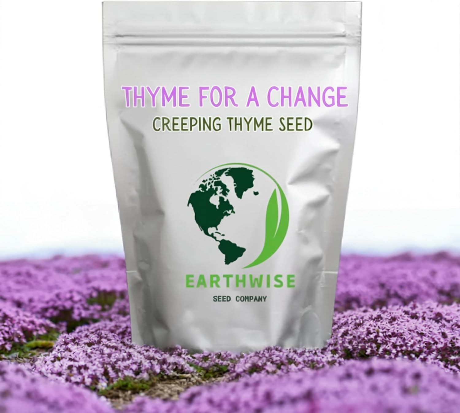 Earthwise Thyme for a Change Wild Creeping Thyme Seeds – Fragrant Groundcover, Alternative Lawn, Drought Tolerant, Pollinator Friendly, Organic – Covers Up to 250 sq ft, 1/2 oz, ~8,000 Seeds