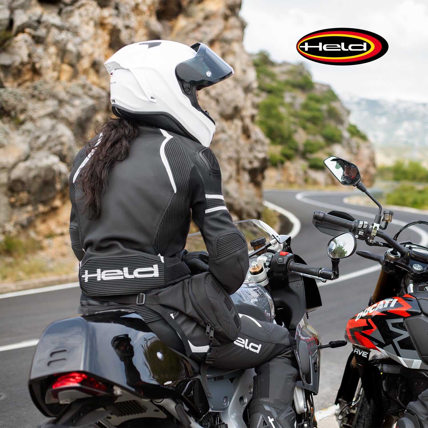 Held Street Rocket 4 Base Sport Motorrad Kombihose Leder- Motorradhose Damen mit Protektoren D3o T5 Level 2 - CE Schutzkleidung Klasse AAA Protektorenhose