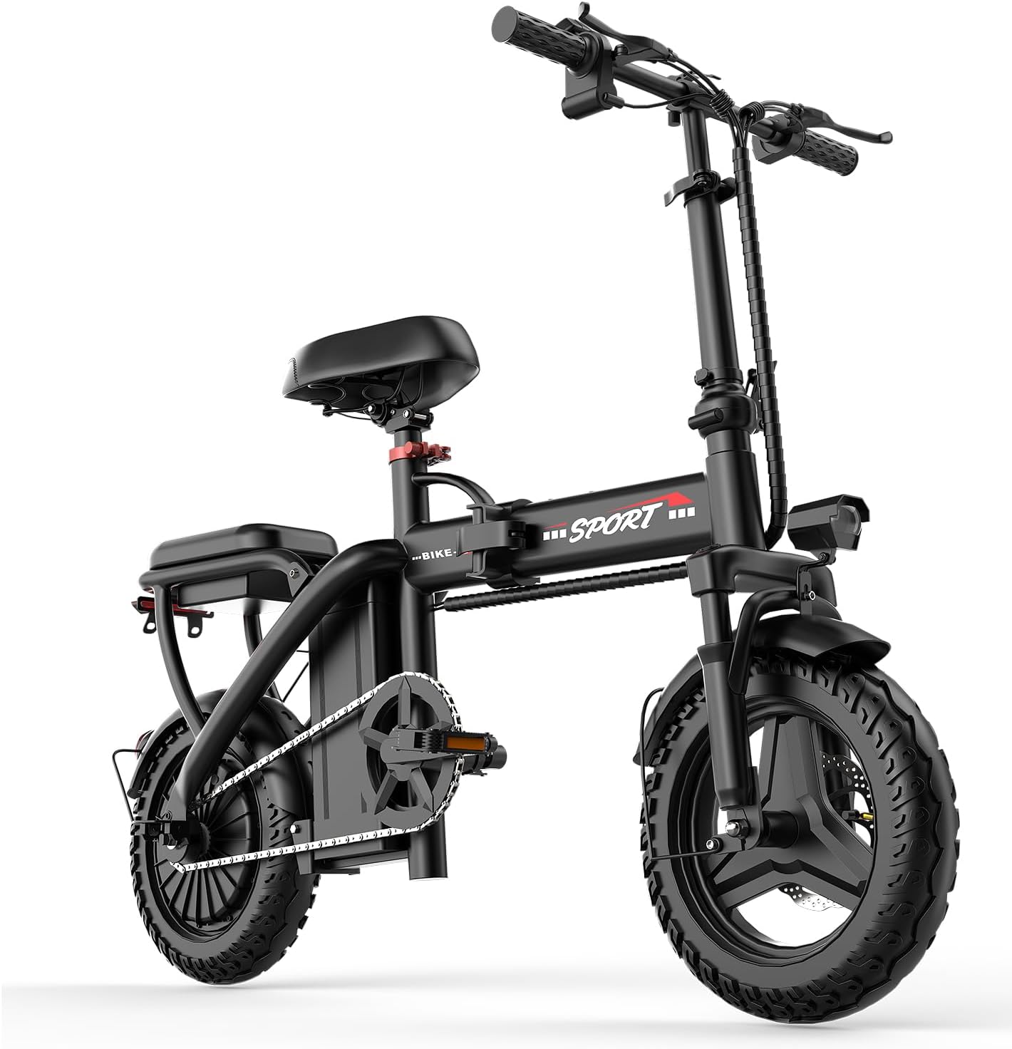 ASKGO Electric Bike for Adults 1200W Peak Motor, 20MPH Folding Electric Bike, 45 Miles Long Range, 14" Mini Ebike Pedal Assist, 48V Removable Battery, Portable Electric Bicycles for Commuter