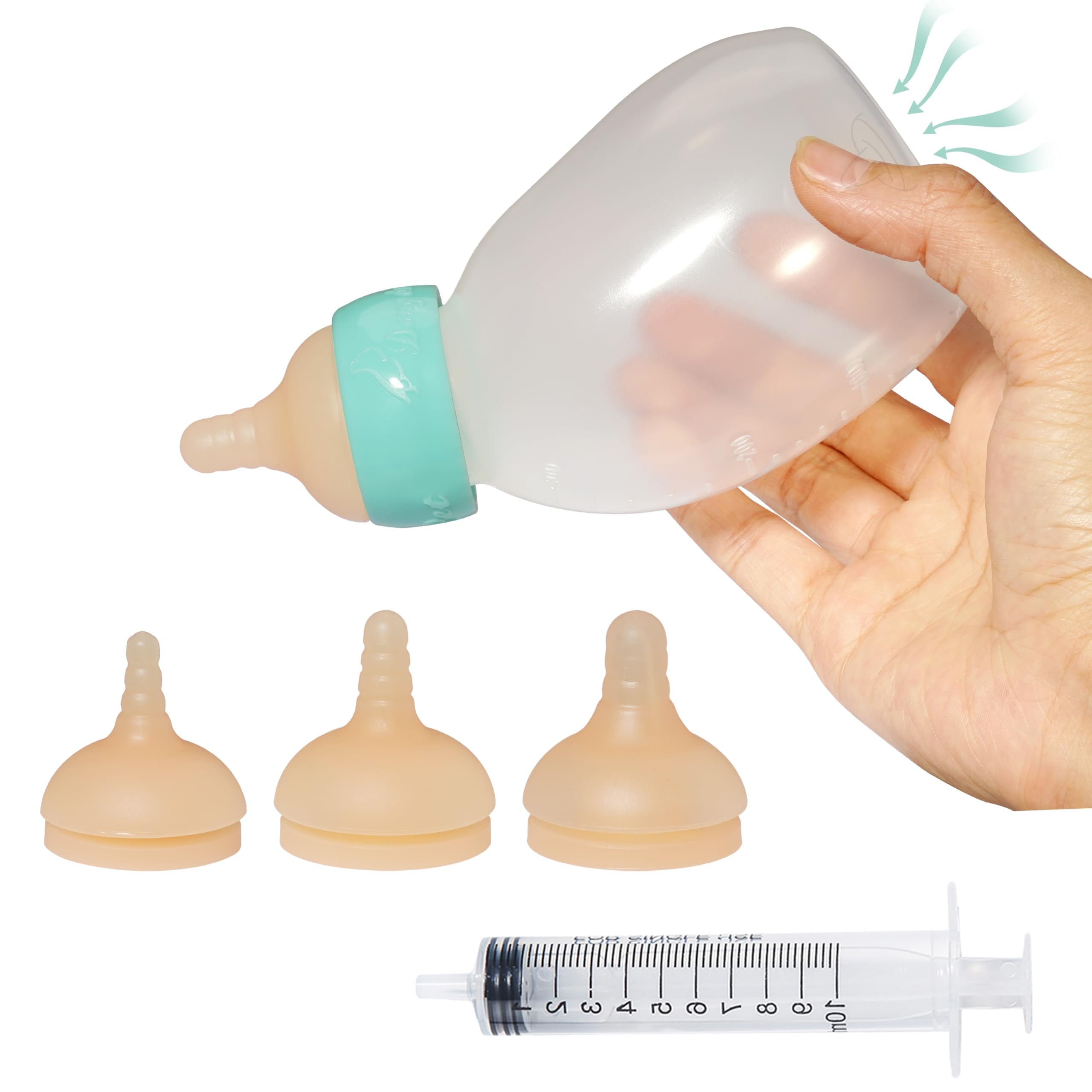Doggiema Puppy Feeder Bottle, Silicone Feeding Nipple and Syringes