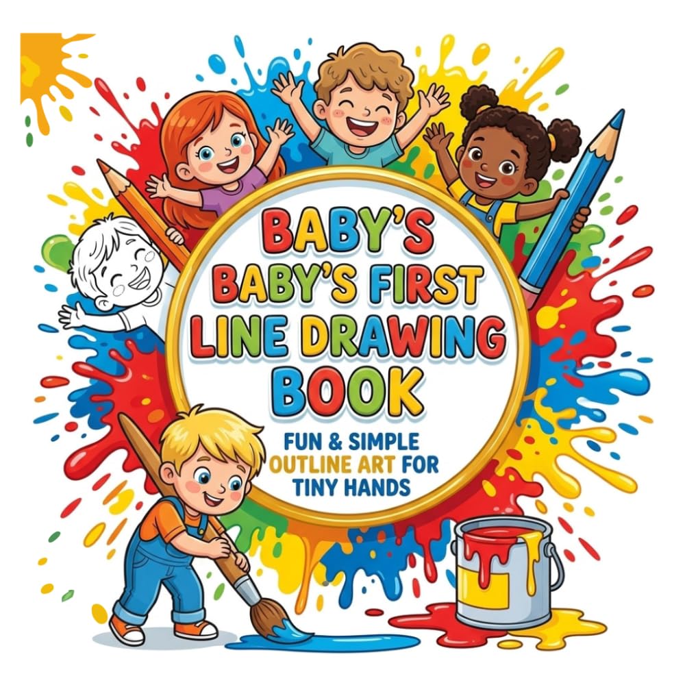 Baby’s First Line Drawing Book: 50+ Simple and Bold Outline Art for Toddlers Ages 3-10 | Large Print Easy Coloring Book to Develop Early Motor Skills