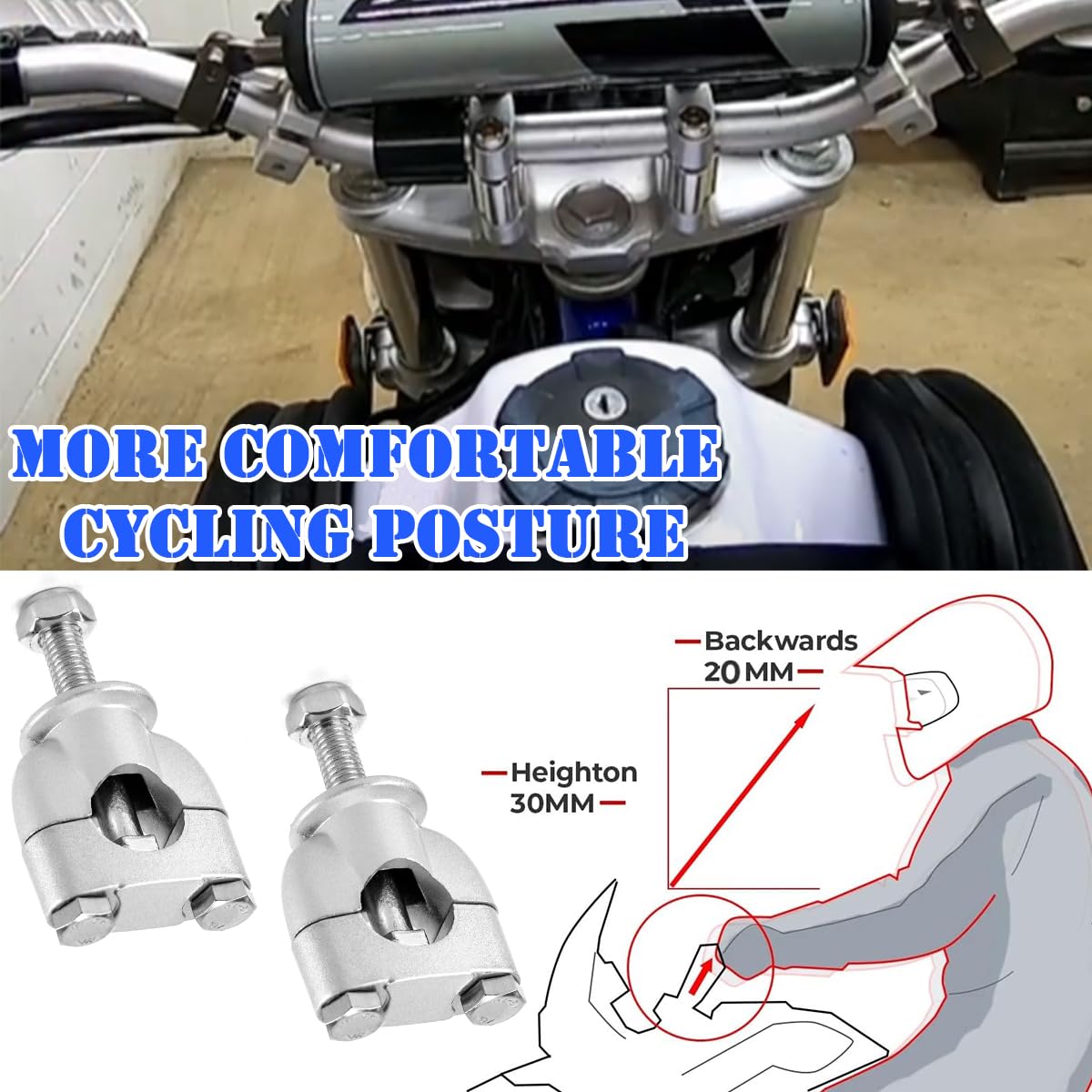 ZAMDOE Elevadores de Manillar de Motocicleta de 7/8" (22 mm), Abrazadera Universal de Montaje para manillares, Adaptador para elevadores de Manillar de Motocicleta, Motocross, ATV, Todoterreno