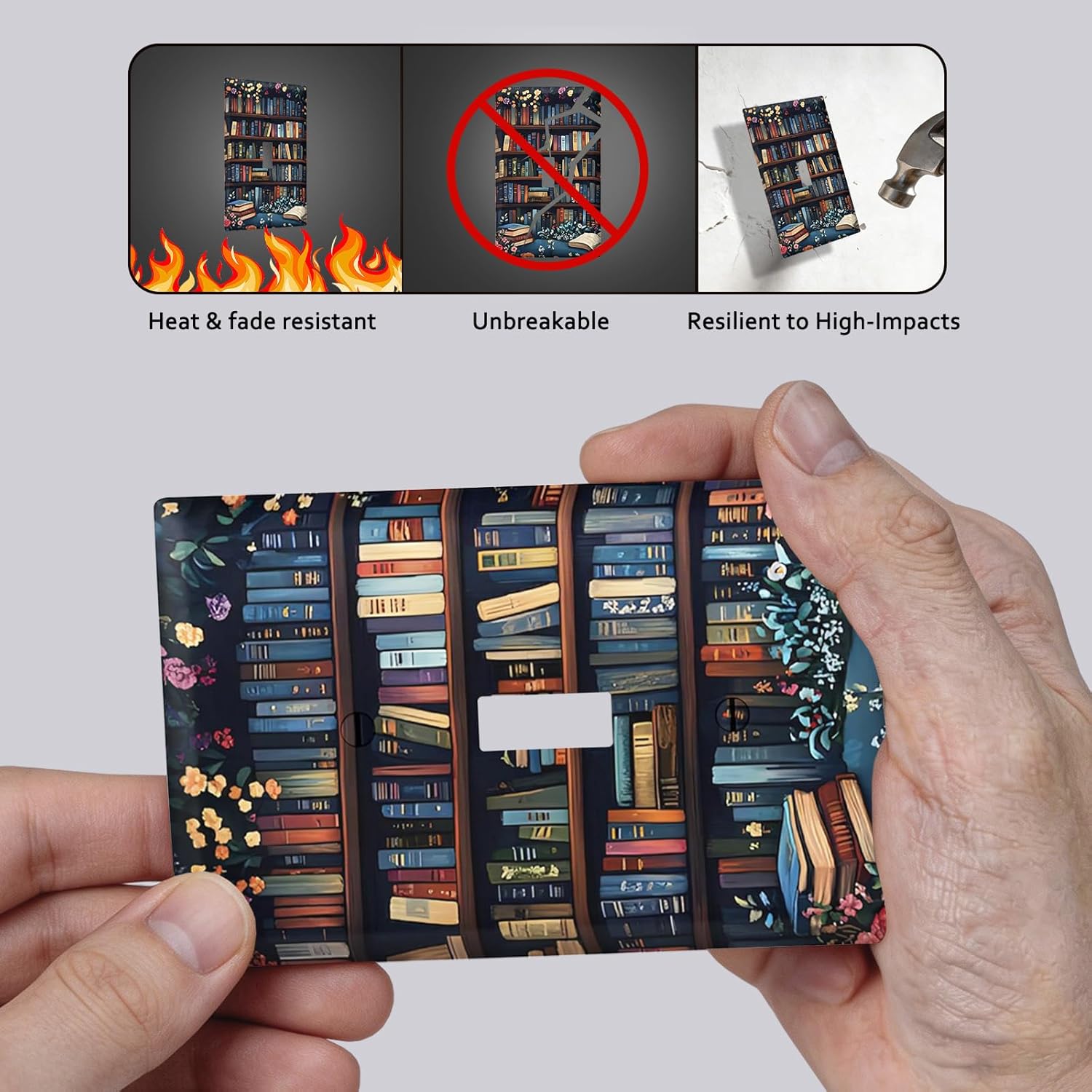 Vintage Printed Bookshelf Library Books Light Switch Covers Decorative Single Toggle Electrical Outlet Covers Home Decor 1 Gang Wall Plate Covers for Bedroom Bathroom Decor