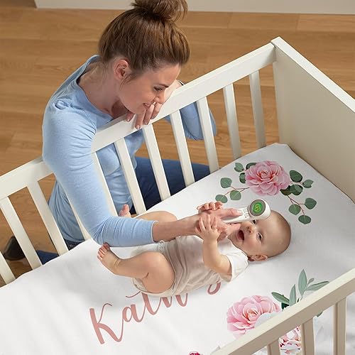 Miniatura 4 de KAINSY Sábana bajera personalizada para cuna de 2 piezas con nombre, sábanas de colchón para cuna para bebés, niños y niñas, mini sábana de cuna