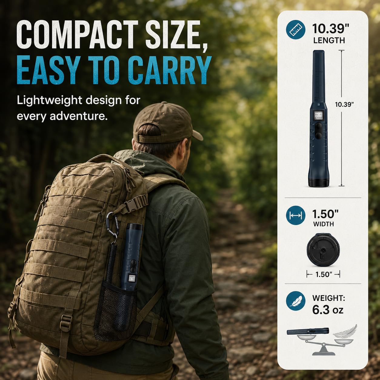 Pinpointer detector de metales para adultos, varita de puntero recargable de mano con pantalla LCD, IP68 totalmente impermeable para uso bajo el agua, alta sensibilidad de 360° y 3 modos de alerta