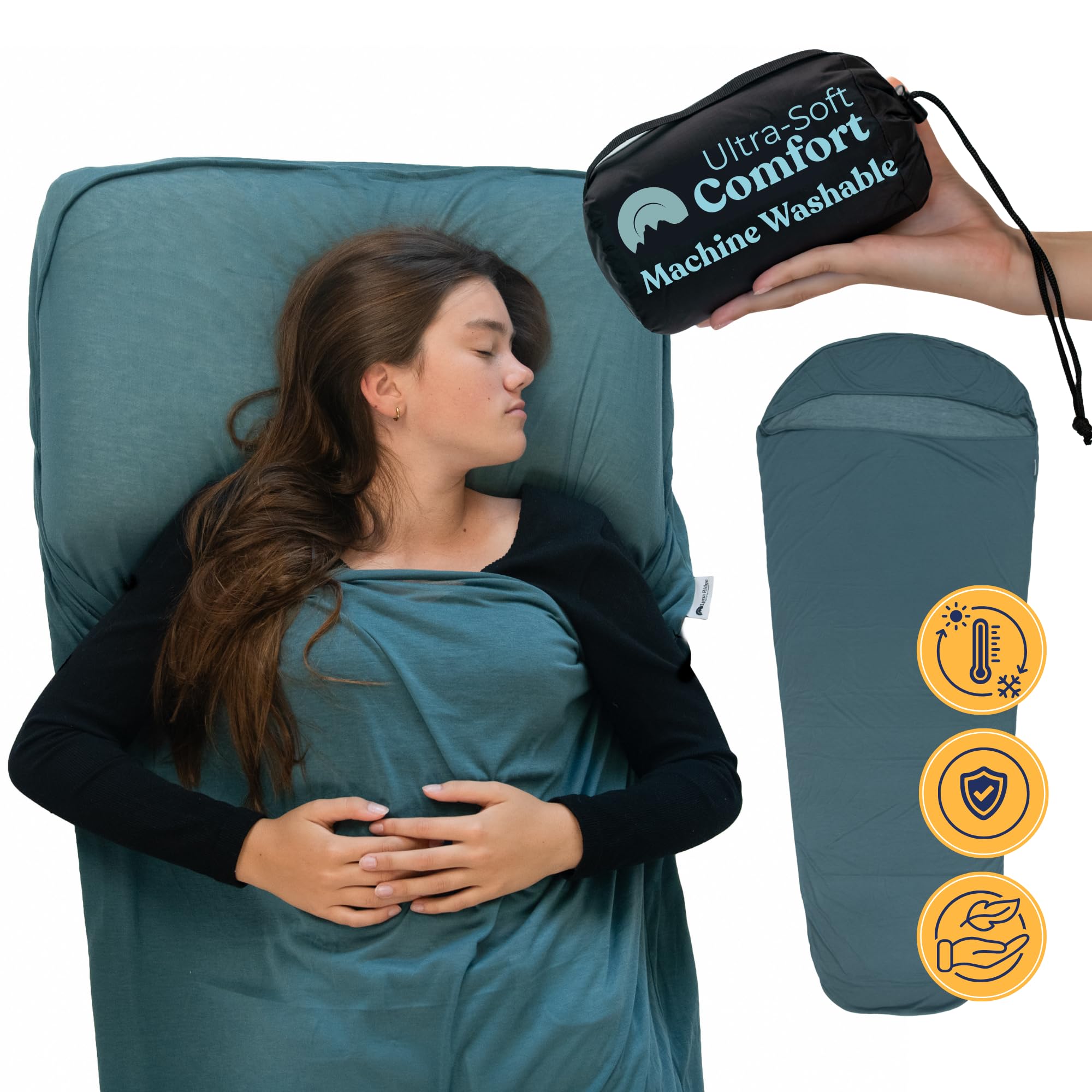 Sleeping Bag Liner for Hot or Cold Weather Camping, Ultra-Soft, Washable 86x35" , Lightweight & Anti-Static Polyester Knit, Sleep Sack Adult Travel