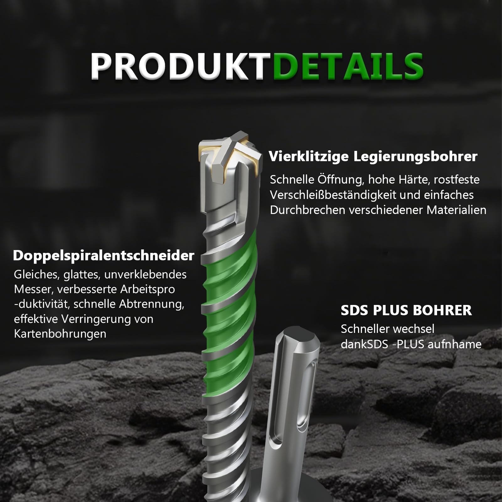 CATITO 35x350 SDS PLUS Bohrer, Schlagbohrer, Hammerbohrer, Professionelle Betonbohrer, ideal zum Bohren von Beton, Naturstein, Ziegelwand und vieles mehr