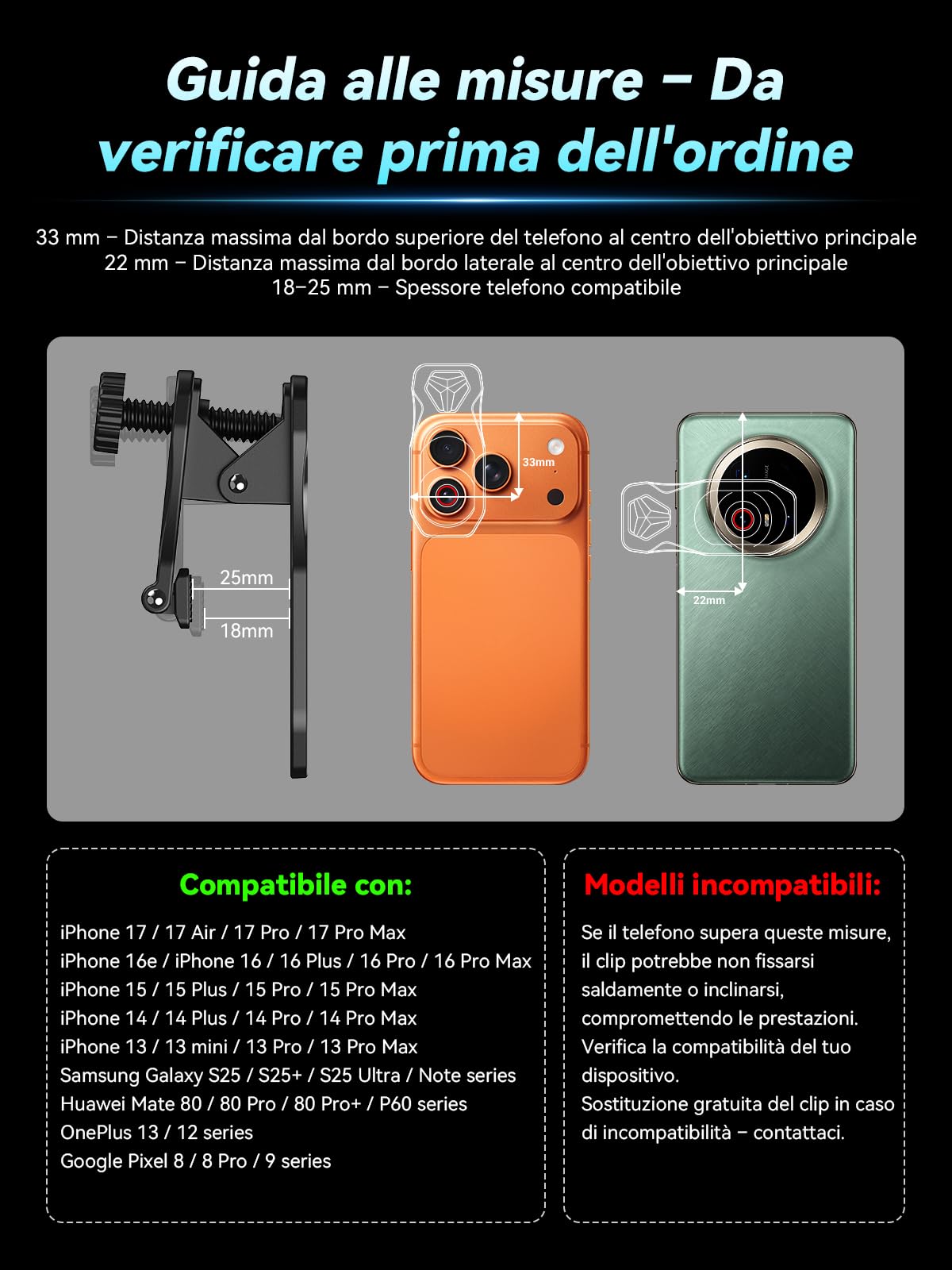 APEXEL 28x HD Teleobiettivo – Obiettivo telescopico universale con clip per iPhone, Samsung e Android