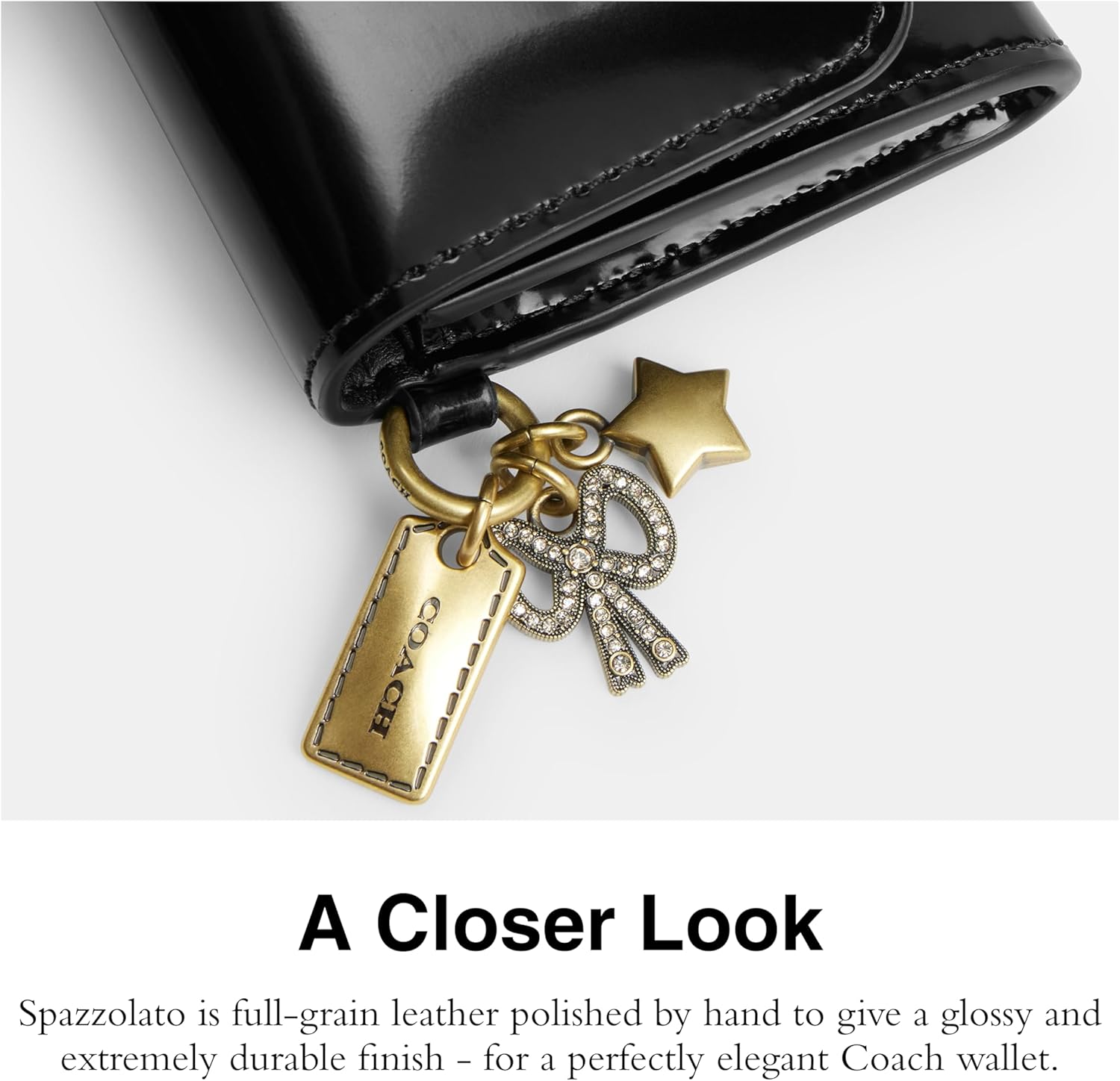 COACH Women's Essential Flap Card Case With Charm Black One Size - Image 4