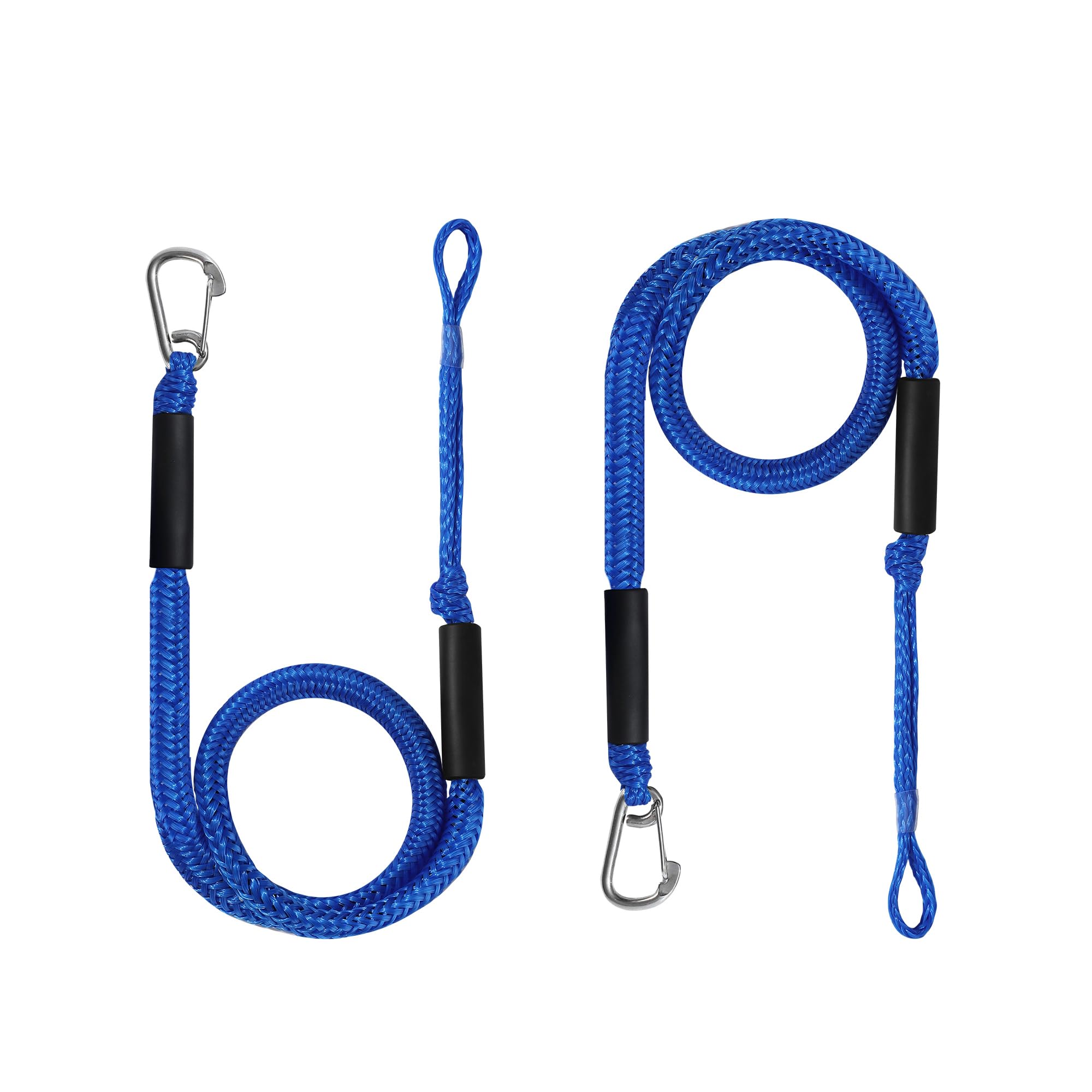 2 corde elastiche per barche, 1,2 m, corda di ormeggio per attracco si estende fino a 1,8 m, accessori per barche, corde di attracco PWC per barche con gancio (blu)
